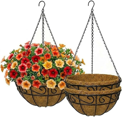 10 Inch Hanging Baskets for Plants Outdoor, 3 Pack Metal Wire Hanging Planters by CRAYZA