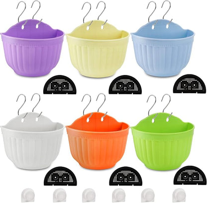 6 Pack Wall Planter Hanging Flower Pot, Window Hang Indoor Outdoor Plant Basket - Image 4