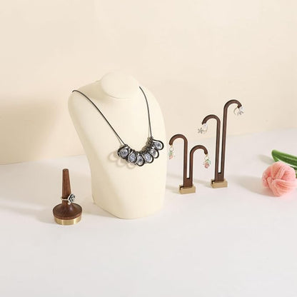 GemeShou Beige necklace hanger jewelry organizer, Velvet jewelry stand necklace - Image 8