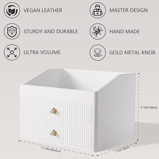 Makeup Organizer Countertop, Leather Makeup Storage - Image 4
