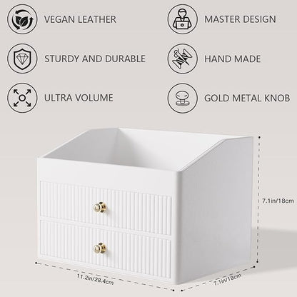 Makeup Organizer Countertop, Leather Makeup Storage - Image 4