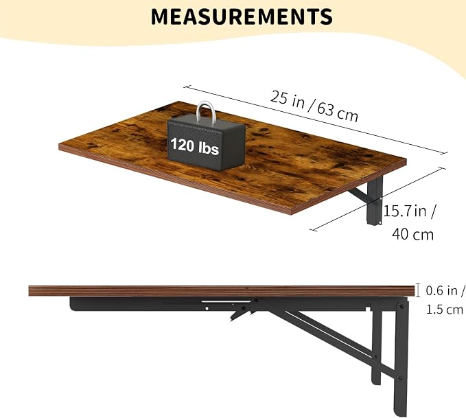 GOYLSER Wall Mounted Folding Table Floating Desk - Image 3