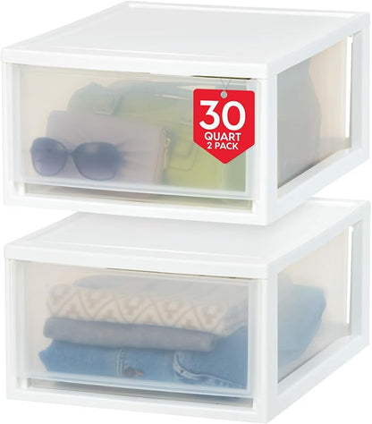 IRIS USA 30 Qt. Plastic Drawer Storage Organizer Stacking Drawers, Stackable by IRISUSA