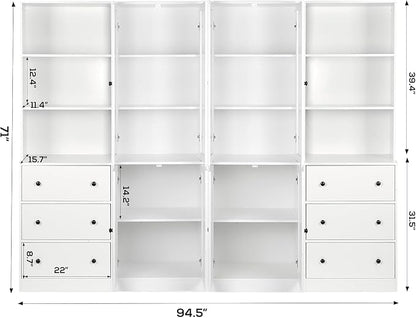 TUSY 71" Bookshelf Bookcase, 3-Tier Modern Bookshelves 3 Large Drawer, Wood - Image 2