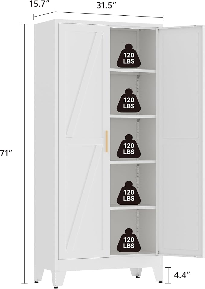 71"H Kitchen Pantry Storage Cabinet, Farmhouse Pantry Cabinet, Tree Doors - Image 3