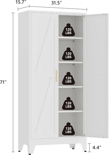 71"H Kitchen Pantry Storage Cabinet, Farmhouse Pantry Cabinet, Tree Doors - Image 3