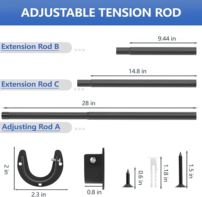 Closet Rods for Hanging Clothes, 17 to 53 Inch Closet Rod, Heavy Duty - Image 5