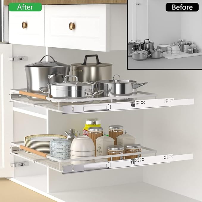 Expandable Sliding Basket Drawer, Pull-Out Cabinet Organizer, Heavy Duty Slide - Image 2