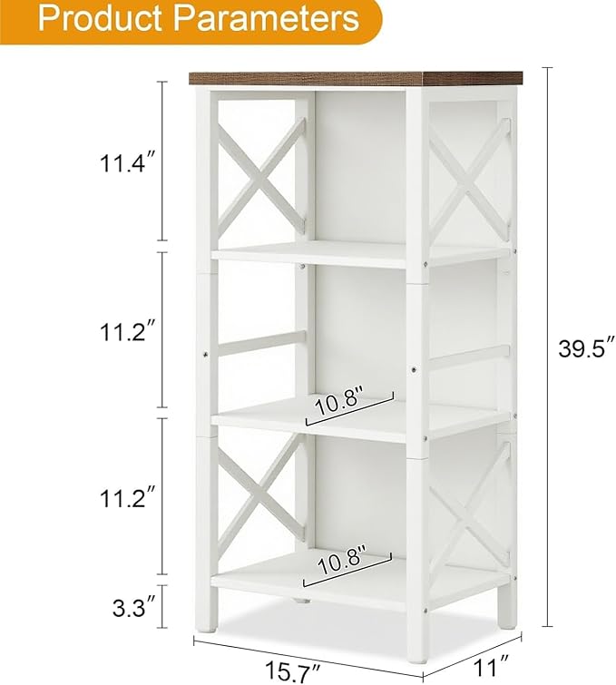 Small Bookshelf, 4 Tier Industrial Bookcase - Image 2