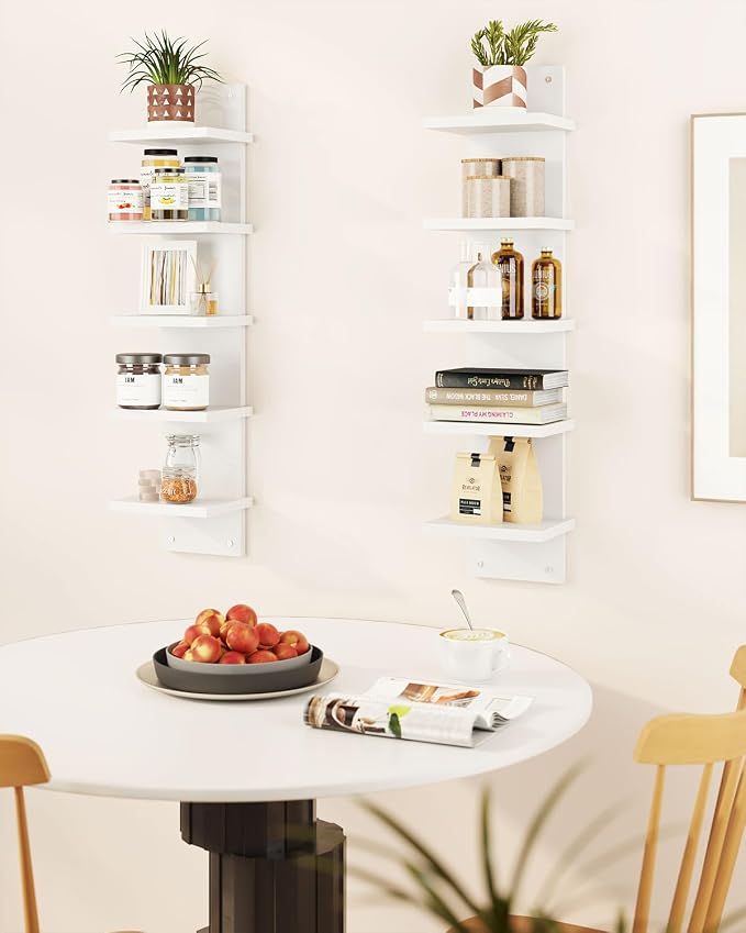 IBUYKE 5 Tier Wall Shelf Unit, Floating Storage Shelf White WBC009W-2 | - Image 6