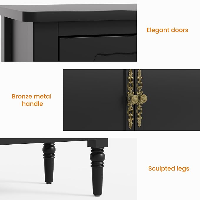 RoyalCraft Buffet Cabinet with 2 Doors & 3 Drawers, Vintage Sideboard with - Image 5