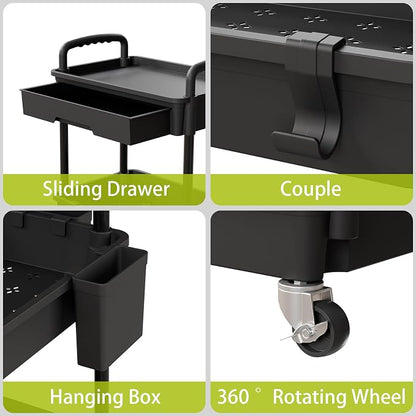 Sorgion 4 Tier Rolling Cart Organizer, Art Craft Diaper Bedside Snack Laundry - Image 4