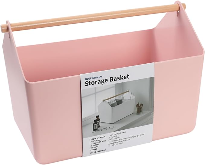 BLUE GINKGO Large Storage Basket – Plastic Caddy by BLUEGINKGO