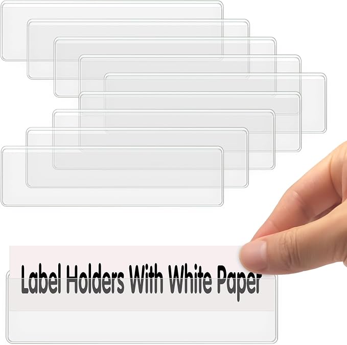 Self Adhesive Label Holders, ELEMGULY 52 Pcs Adhesive Shelf Tag Shelf Label by ELEMGULY