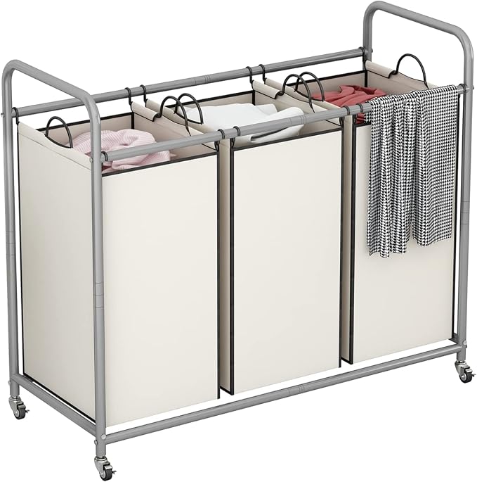 LINZINAR 3-Bag Laundry Sorter, Laundry Hamper Cart by LINZINAR