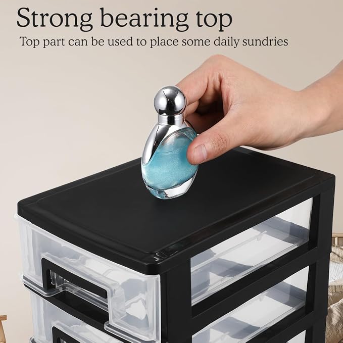 Angoily 5-Tier Plastic Drawer Storage Cabinet Portable Desktop Organizer - Image 6