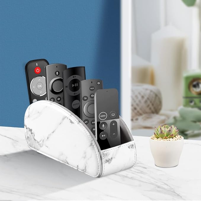 All-in-One Leather White TV Remote Holder - Image 5