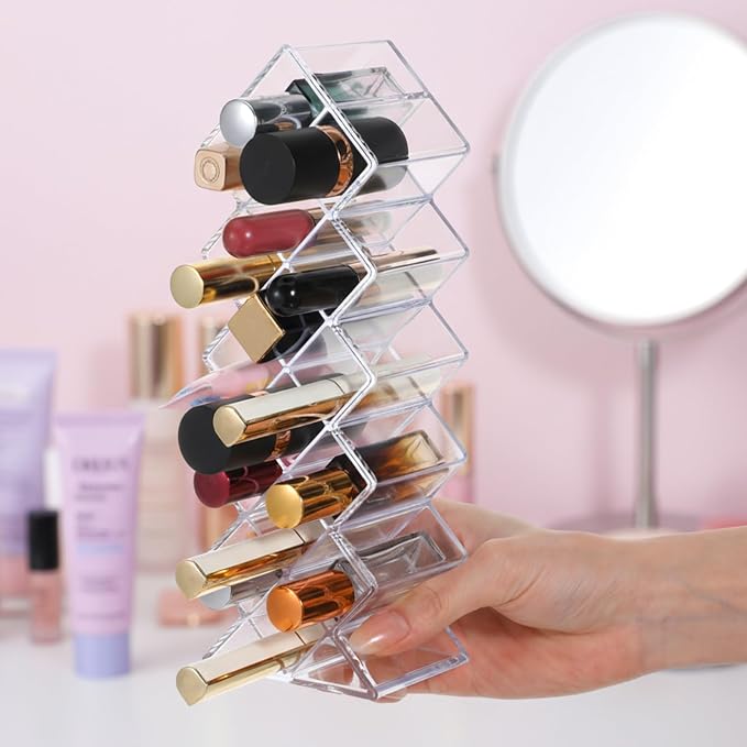 4 Pcs Lipstick Holder Organizer 16 Spaces Acrylic Stackable Fish Shape Lipstick - Image 5