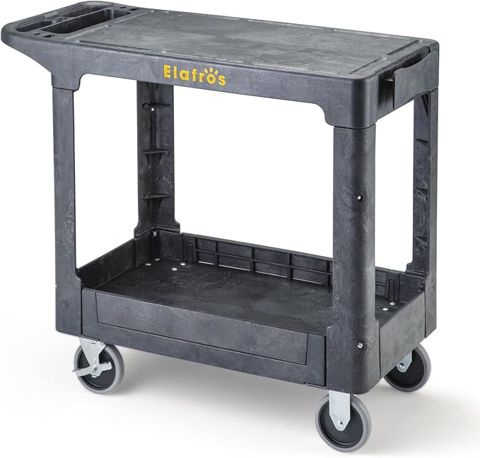 ELAFROS Heavy Duty Plastic Utility Cart Flat top 37 x 18.8 Inch by ELAFROS