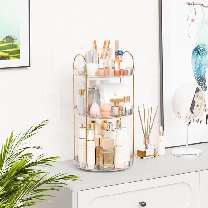 360° Rotating Makeup Organizer, Large Capacity 3 Tier Perfume Skincare Clear - Image 8