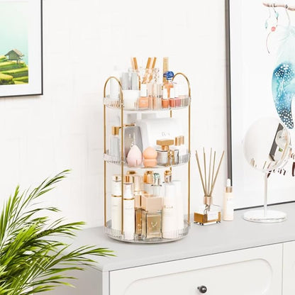 360° Rotating Makeup Organizer, Large Capacity 3 Tier Perfume Skincare Clear - Image 8