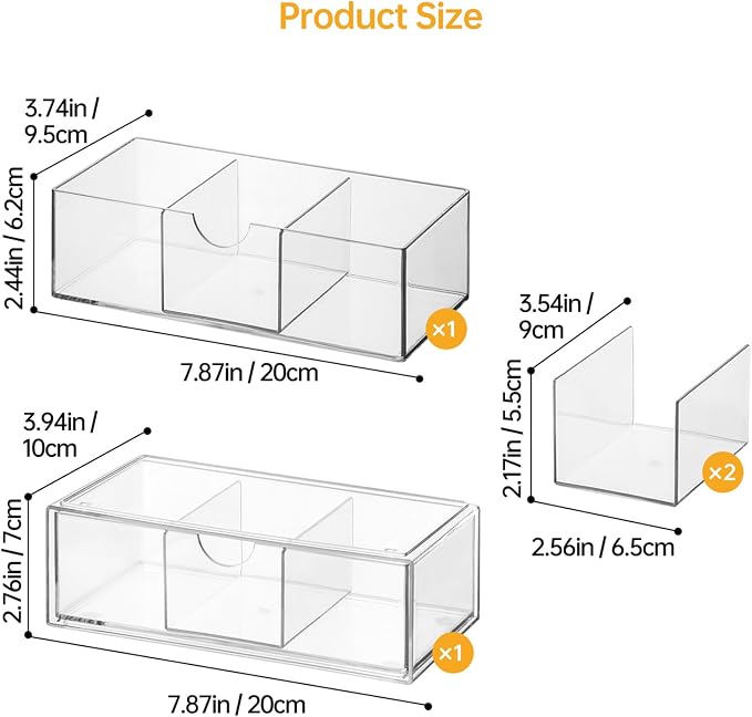 PAVSTINE Medicine Cabinet Organizer 2 Pack, Stackable Storage Drawers - Image 2