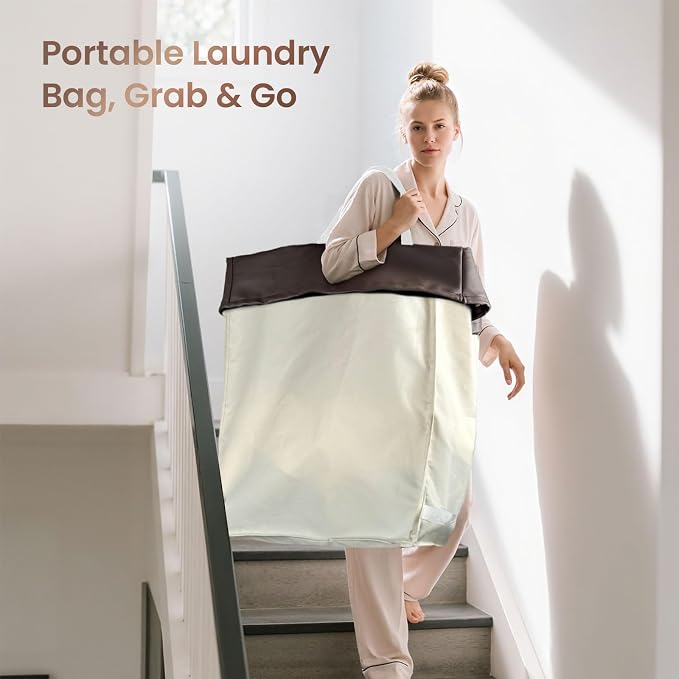 320L Laundry Basket with Wheels, 3-Section Rolling Hamper - Image 7