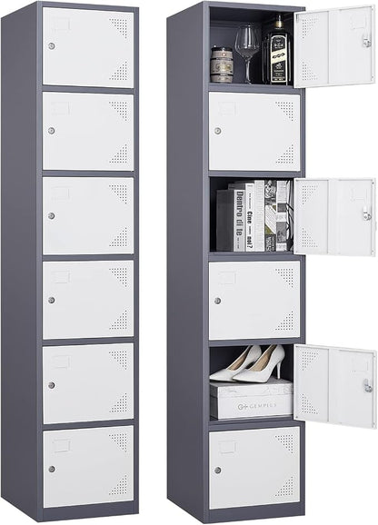 Metal Locker with 6 Doors, Lockable Locker Cabinet by Anxxsu