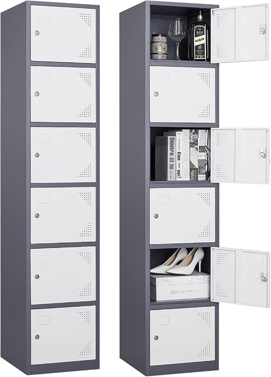Metal Locker with 6 Doors, Lockable Locker Cabinet by Anxxsu