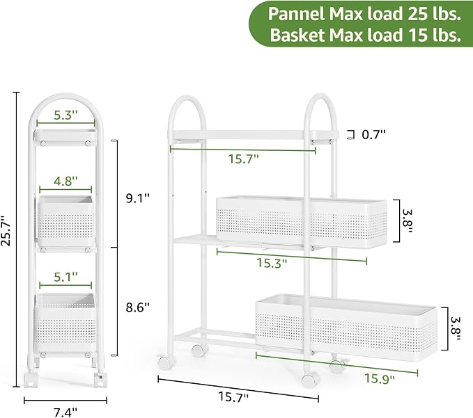 KINGRACK 3-Tier Slim Storage Cart - Image 7