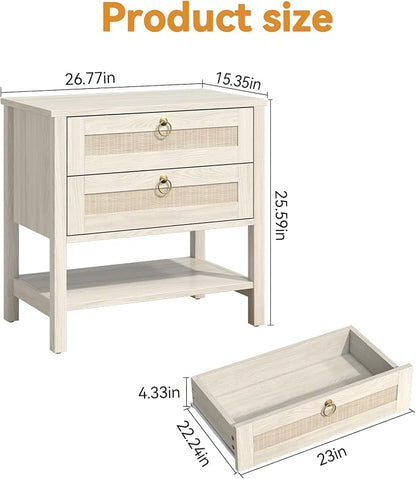 Wooden Nightstand Set of 2, Boho Side Tables - Image 3