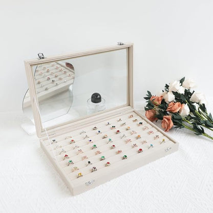 Wudygirl Ring Display with Clear Lid Organizer and Showcase Rings Box with 7 - Image 3