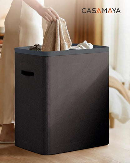 CASAMAYA Laundry Basket with Lid, Laundry Hamper 2 Section, 170L collapsible - Image 7