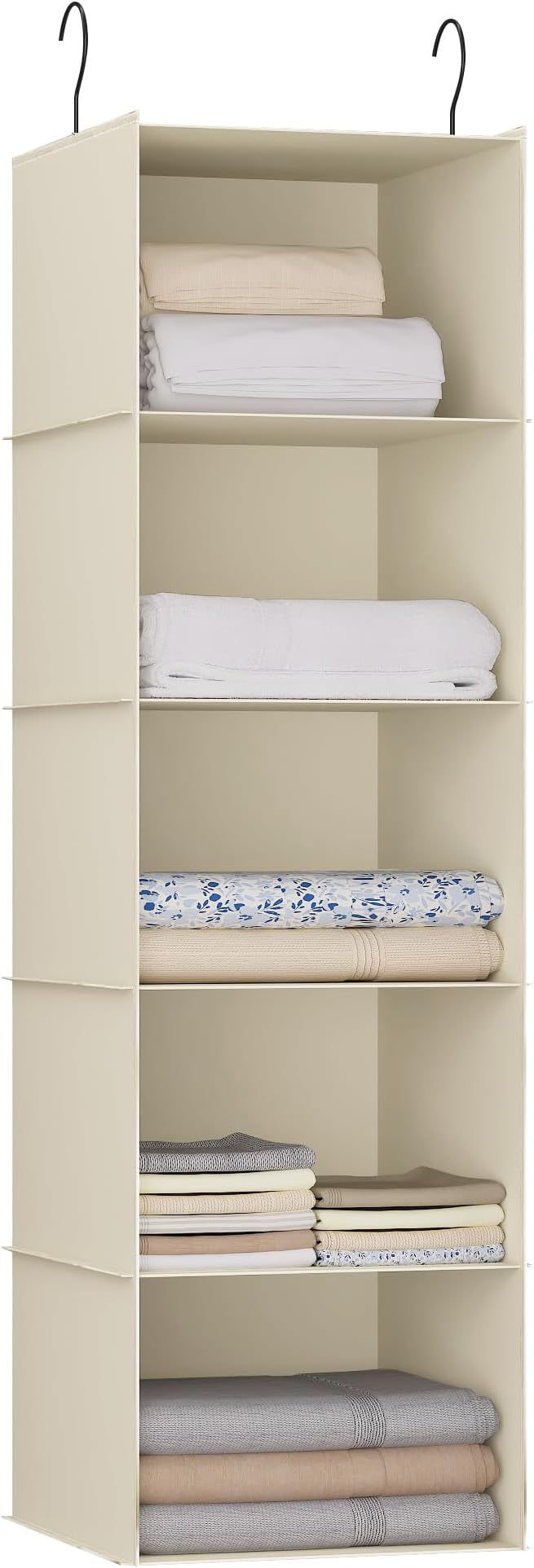 Hanging Closet Organizer, Easy Mount Foldable 5-Shelf Hanging Closet Wardrobe by DonYeco