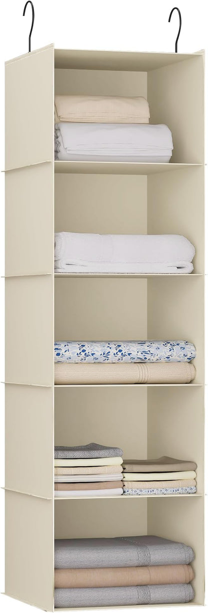 Hanging Closet Organizer, Easy Mount Foldable 5-Shelf Hanging Closet Wardrobe by DonYeco