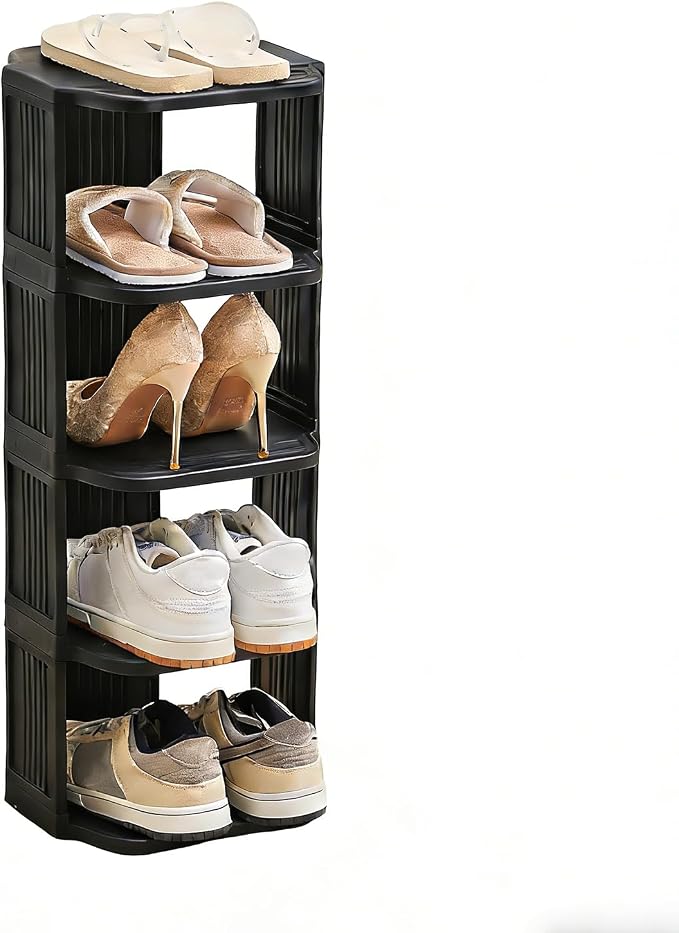 UFORU Small Shoe Rack, 5 Tier Plastic Vertical Shoe Rack by UFORU