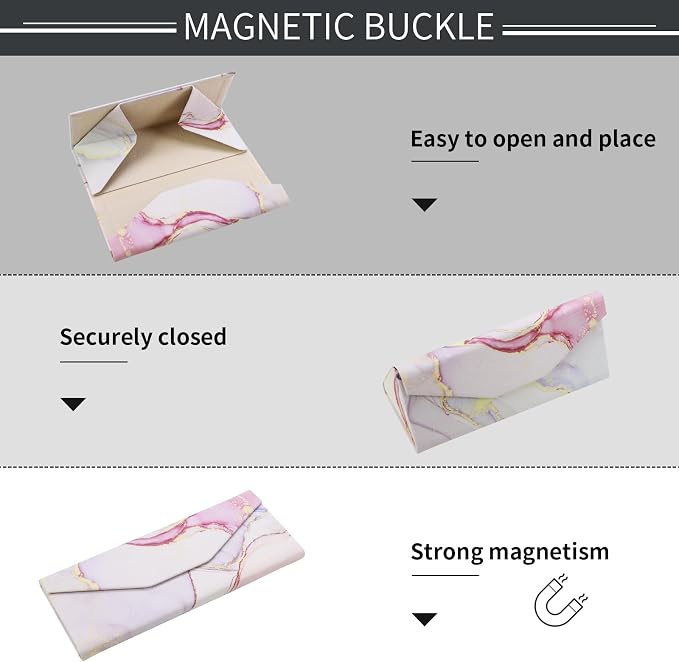 Foldable Glasses Case, Magnetic PU Leahter Sunglasses Case, Cute Hard Shell - Image 5