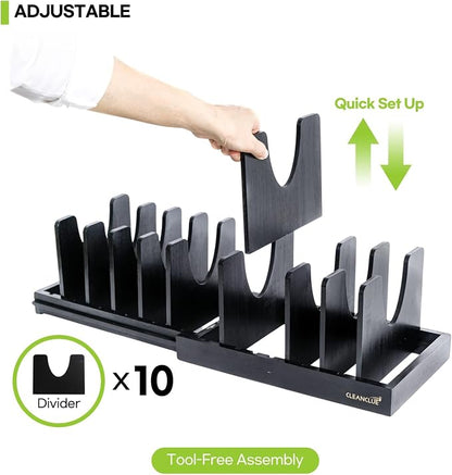Bamboo Expandable Bakeware and Cutting Board Organizer, Adjustable Pot Lids - Image 3