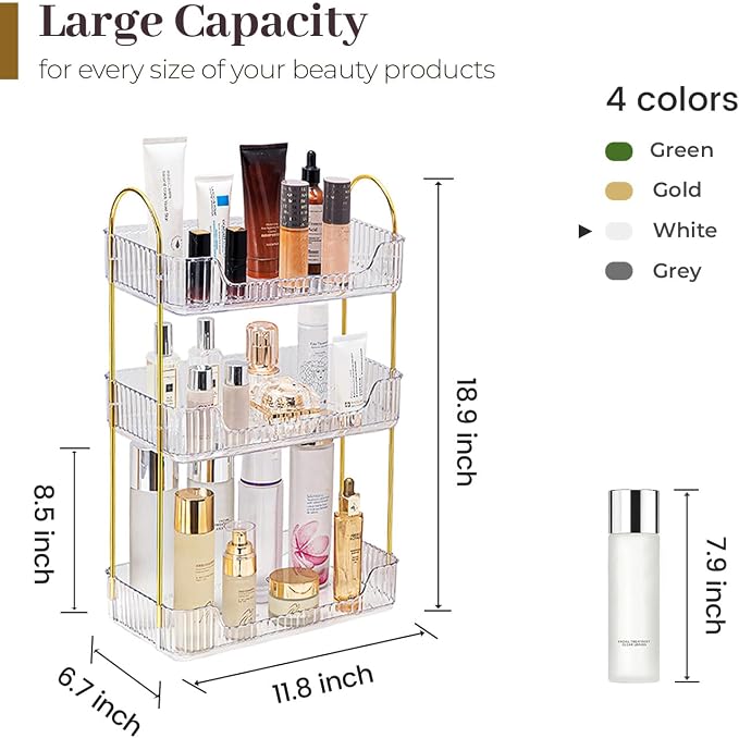Aveniee Bathroom Counter Organizer, 3 Tier Perfume Skin Care Countertop Storage - Image 3