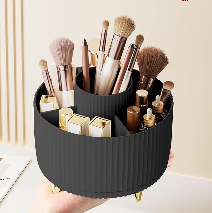 360 Degree Rotating Makeup Brush Holder Organizer Detachable Design 5 Slot Make - Image 5