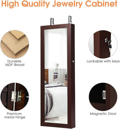 Giantex Jewelry Armoire Wall Door Mounted, Lockable Jewelry Cabinet - Image 5