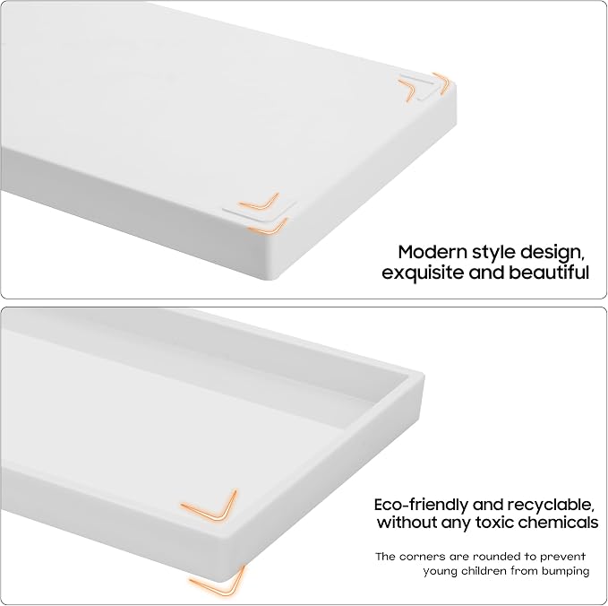 Vanity and Bathroom Tray, 7.7" ABS Countertop Organizer, Waterproof Vanity Tray - Image 6