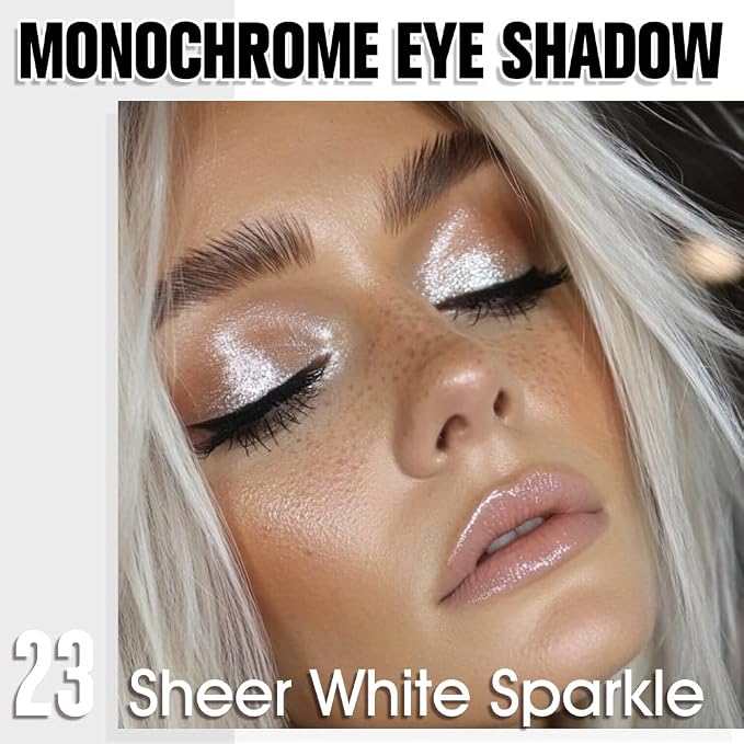 Pear White Shimmer Single Eyeshadow Makeup, Neutral Powde Eye Shadow - Image 2