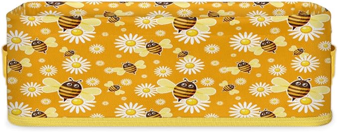 Bee Daisy Cartoon Bathroom Storage Basket, Foldable by ModaQua