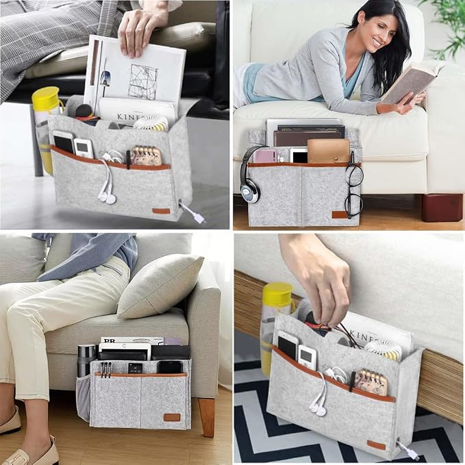 Bedside Caddy, Felt Bedside Storage Organizer, Hanging Storage - Image 3