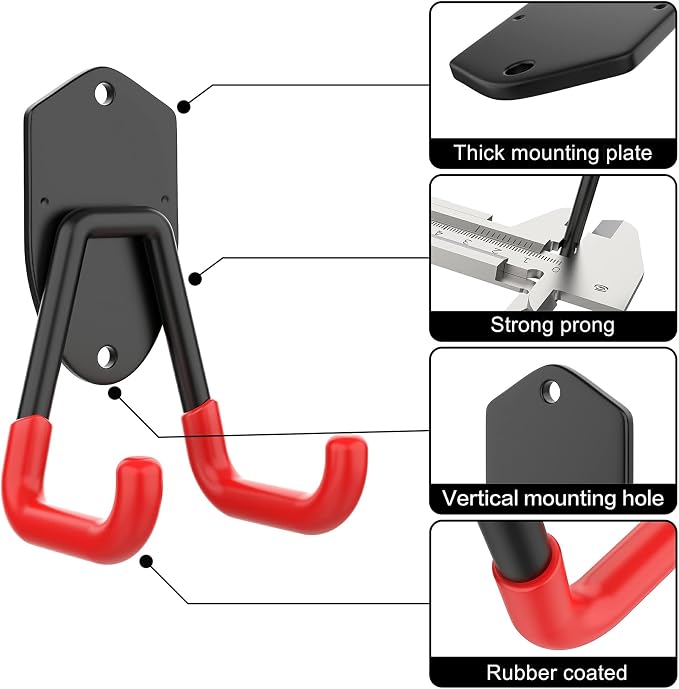 WALMANN 12 PCS Garage Storage System Hooks, Wall Mount Heavy Duty Rubber Coated - Image 4