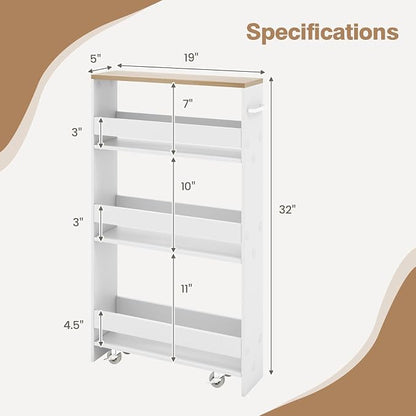 Slim Storage Cart, 4 Tier Rolling Storage Cabinet - Image 9