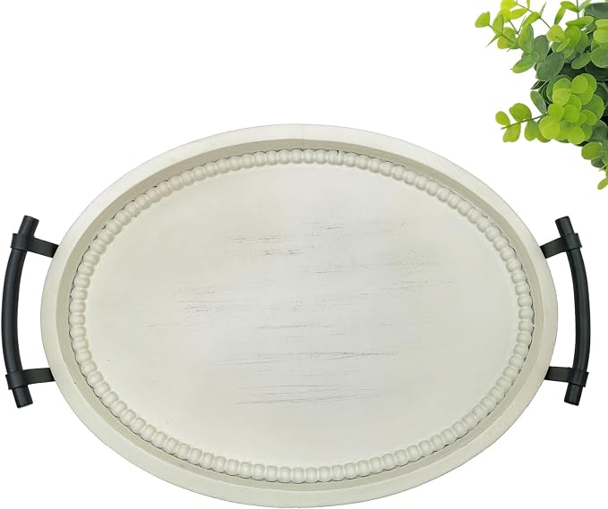 Oval Rustic Wooden Decorative Tray, Serving Tray - Image 2