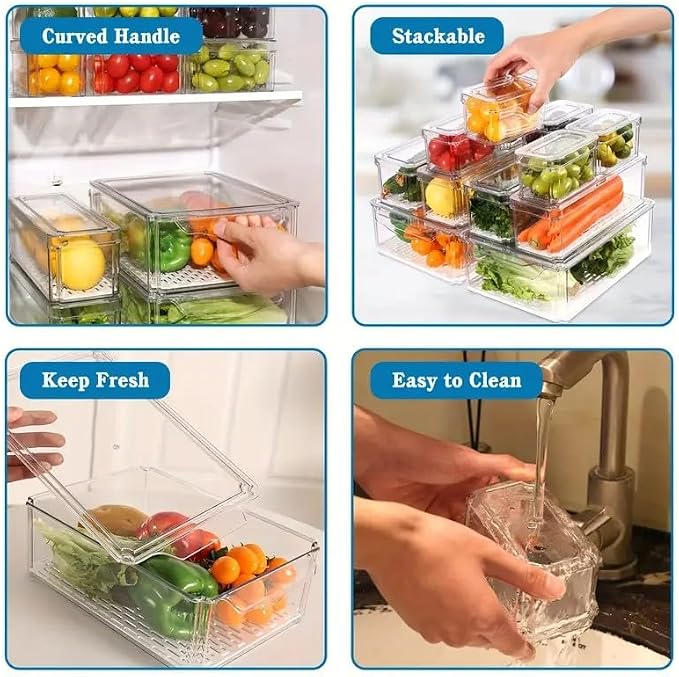 INNOVATIVE LIFE 14 Pack Refrigerator Organizers and Storage, Stackable Fridge - Image 6
