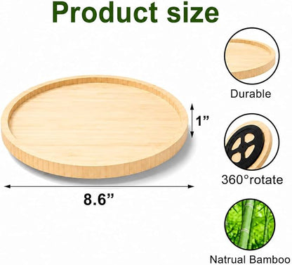 Bamboo Bathroom Organizer Countertop and Vanity Tray，Modern Turntable - Image 6